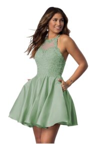 Elegantes WaterDress Damen Ballkleid A-Linie mit V-Ausschnitt & Perlen
