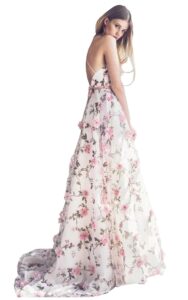 LIPOSA Damen 3D Blumen Hochzeitskleid mit Spaghettiträgern - Eleganz pur!
