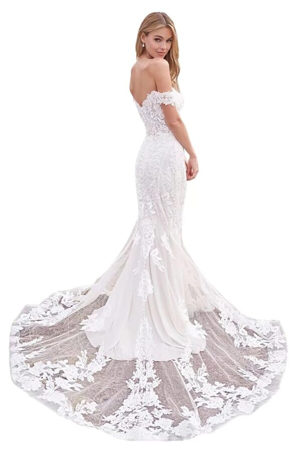 Schulterfreies Pailletten-Hochzeitskleid – Glitzerndes Abendkleid mit Schlitz