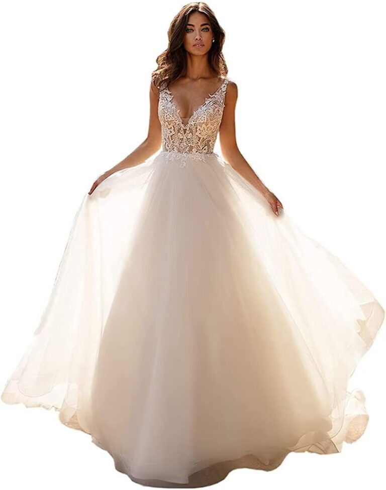 SEIM SE002 Hochzeitskleid mit Spitzenapplikation für die Strandhochzeit