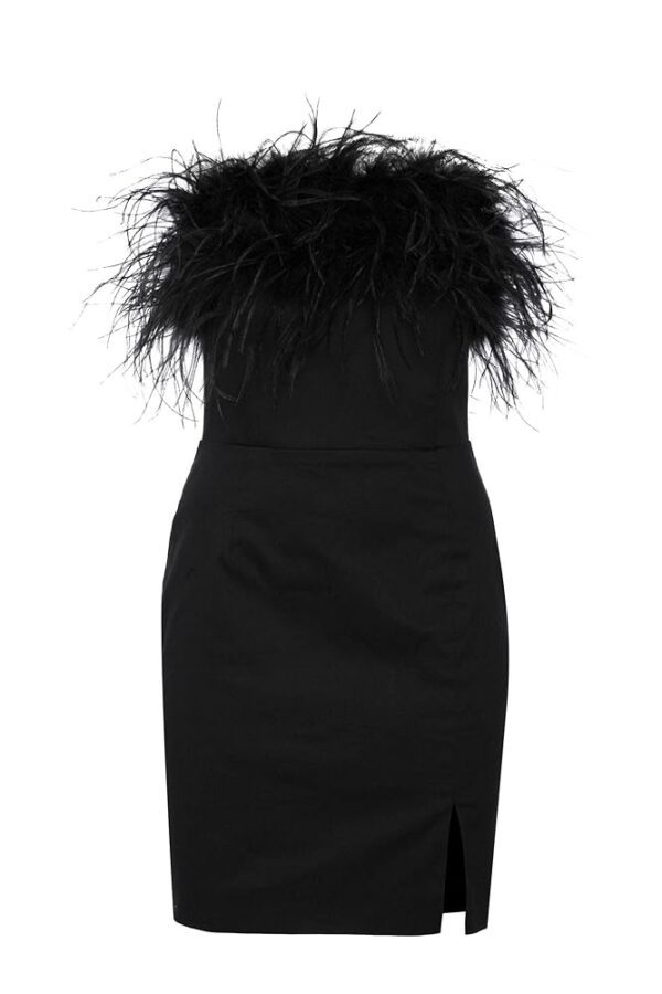 Swing Fashion Linett Minikleid Damen – Elegantes Abendkleid mit Federn