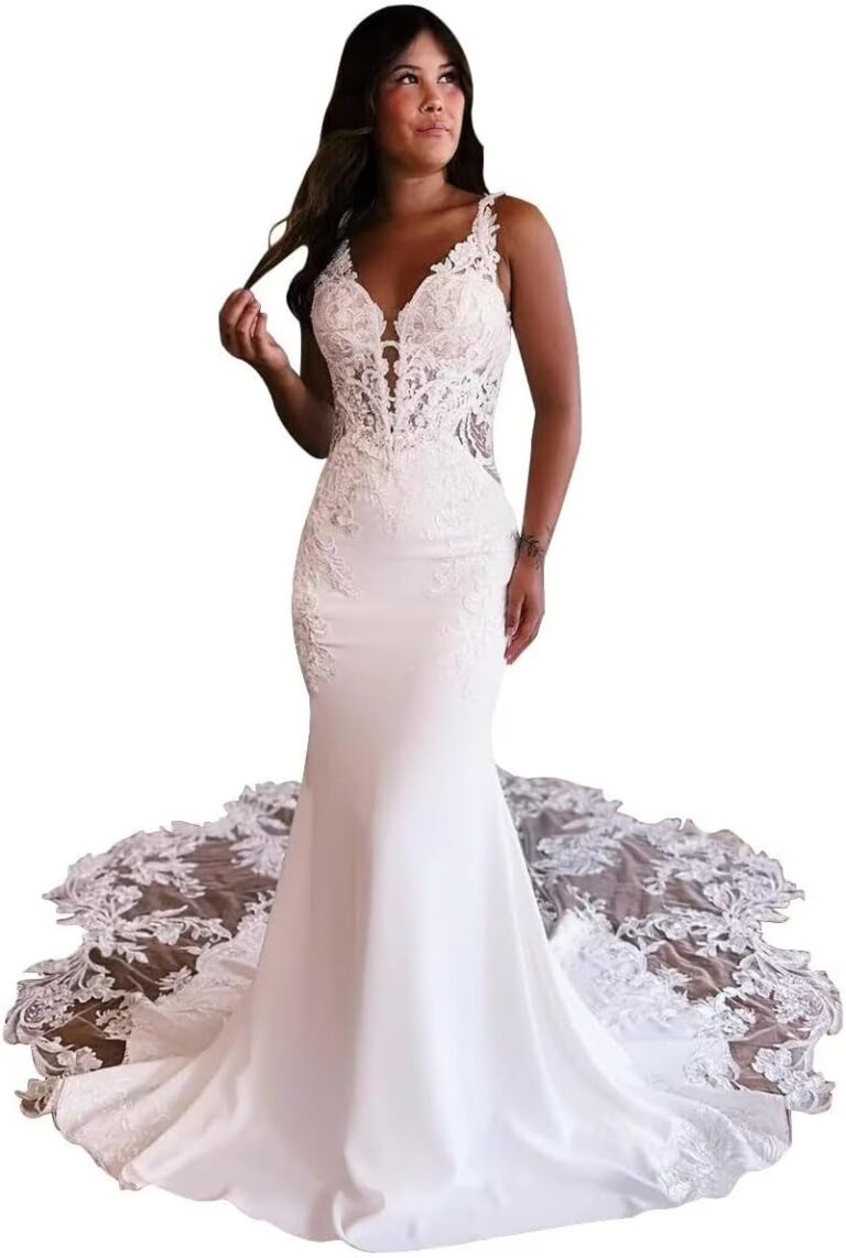 Vintys Damen Tüll Spitze Strand Brautkleid VT060 – Boho Hochzeitskleid 2024