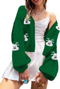 Y2K Damen Strickjacke, langärmelig, offen vorne, bauchfrei, Blumenmuster, ästhetisch im 90er Jahre Stil, perfektes Shrug für College-Outfits