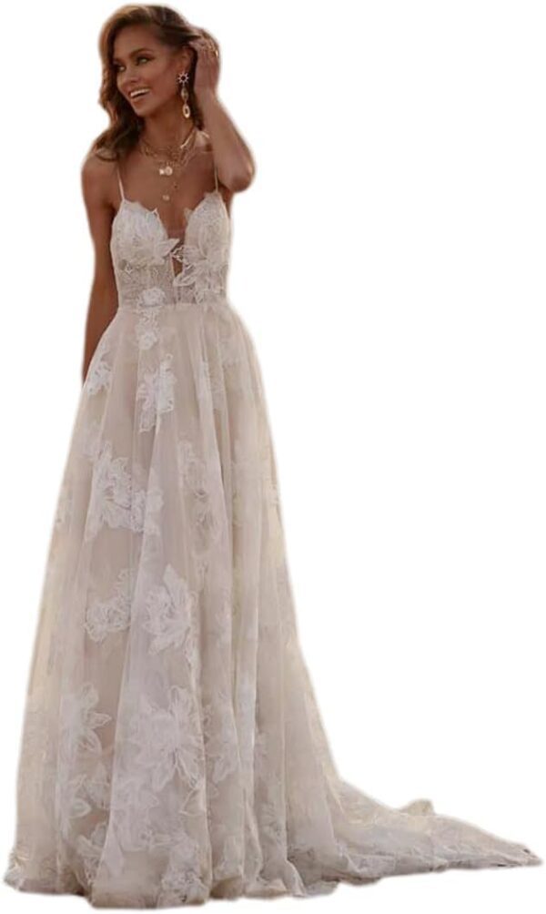 YMSHA Damen Strand Brautkleider 2021 – Boho Spitze für den Traumtag