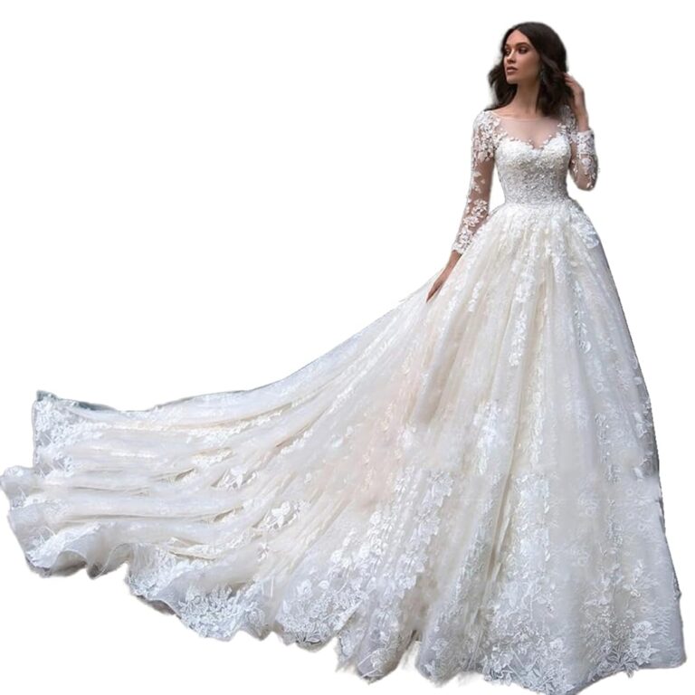 ZODICK Hochzeitskleid mit langen Ärmeln – Sexy Spitze & Tüll für Prinzessinnen