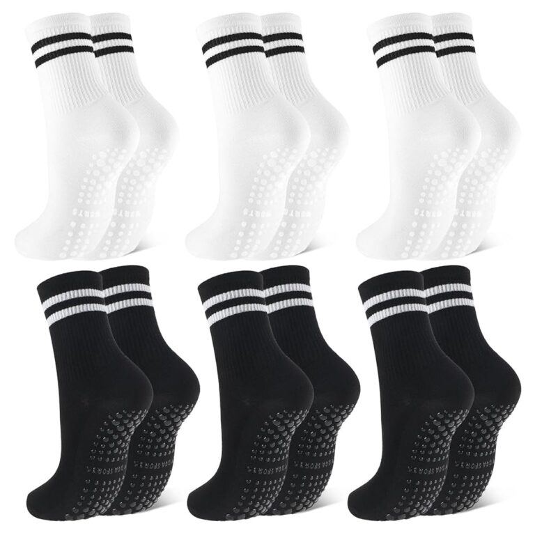 Anti-Rutsch Pilates Socken für Damen - 6 Paar Yoga Griffsocken 36-40