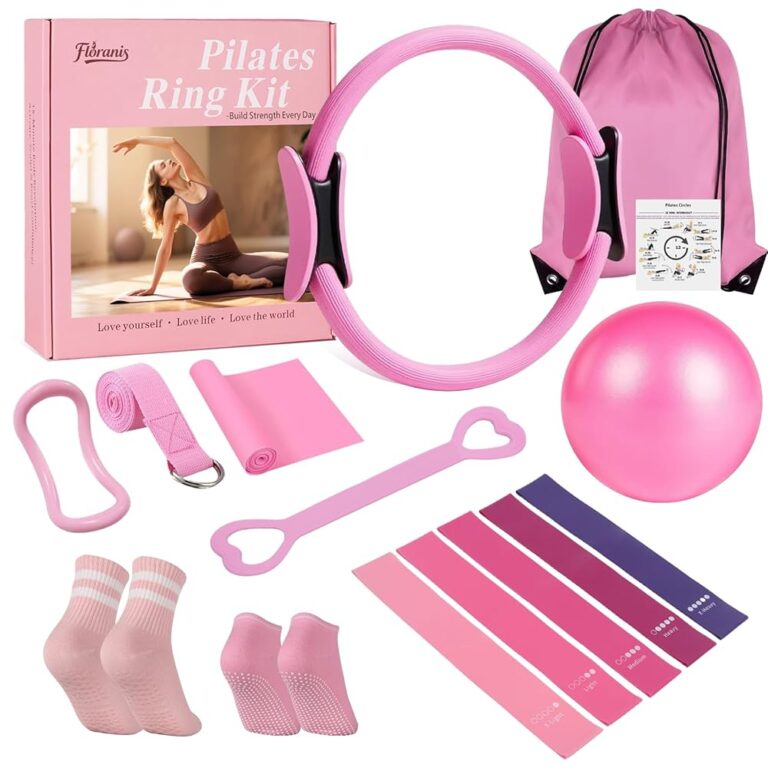 Floranis Pilates Set für Frauen – Pinkes Ring- und Ball-Set mit Widerstandsbändern