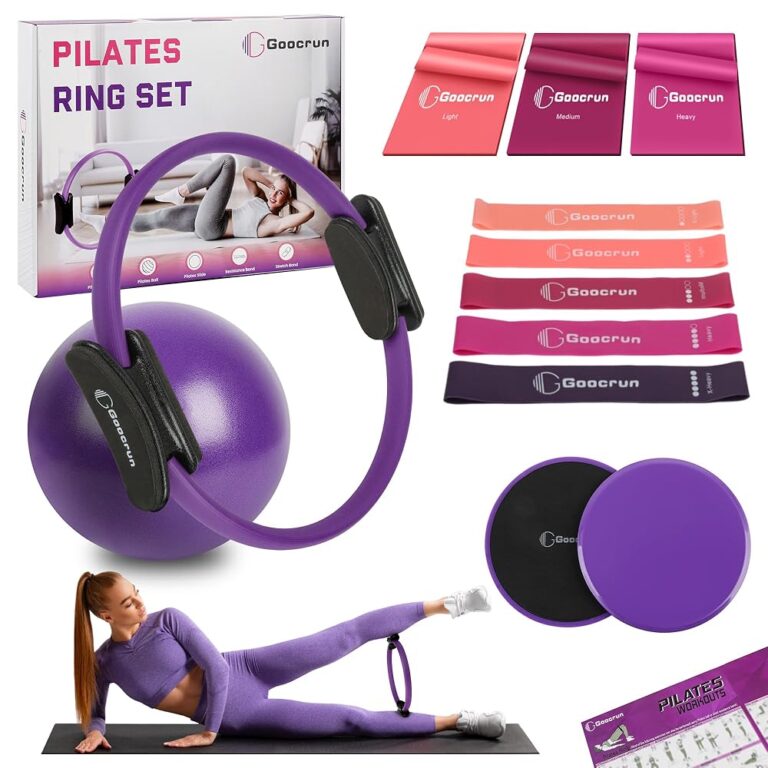 Goocrun Pilates Ring Set mit Widerstandsbändern & Fitnessposter – Home Gym!