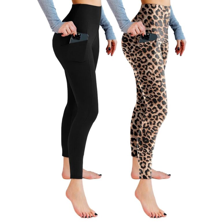 Leafigure 2er Pack Damen High Waist Sport Leggings mit Taschen - Blickdicht!