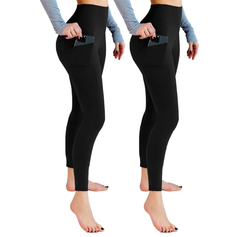 Leafigure Sport Leggings Damen 2er Pack - Blickdicht, High Waist, mit Taschen