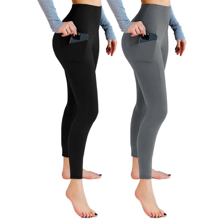 Leafigure Sport Leggings Damen 2er Pack - Blickdicht & mit Taschen