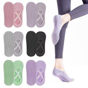 Yoga Socken FICOFISE 6 Paar rutschfest für Pilates, Barre & Fitness