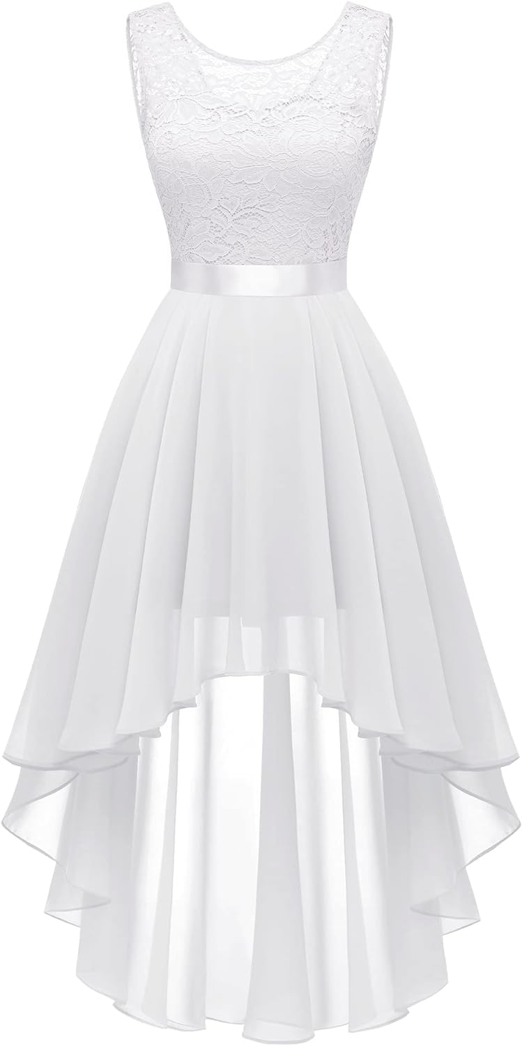Berylove Damen Vokuhila Cocktailkleid Abendkleider Elegant für Hochzeit Festliche Kleider Ärmellos Brautjungfernkleid