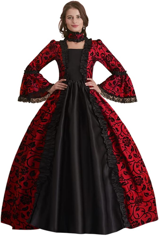 Abaowedding Damen Vintage Viktorianisches Rokoko-Kleid - Inspiriertes Kostüm für Damen