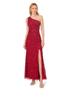 Adrianna Papell Damen Kleid mit einem Schulterträger und Perlenverzierung
