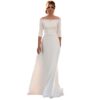AIYIFUTY Vintage Hochzeitskleid mit 3/4 Ärmeln, schulterfreies Satin-Brautkleid mit Reißverschluss auf der Rückseite