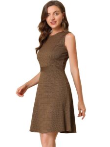 Allegra K Damen Ärmelloses Plaid Kleid im Fit and Flare Stil mit Hahnentritt-Muster für die Arbeit