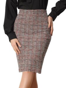 Allegra K Damen Weihnachts-Tweedrock mit hohem Taillenschnitt, kariert und lässig für das Büro - Wickelrock