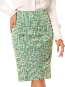 Allegra K Damen Weihnachts-Tweedrock mit hoher Taille, karierter Split-Design, lässig für das Büro, Wickelrock