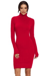 AVACOO Damen Strickpulloverkleid – Elegantes Langarm-Tunika-Midikleid mit Rollkragen