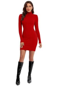 Avancel Damen Strickkleid – Elegantes Langarm-Pulloverkleid mit Rollkragen für den Herbst, knielang