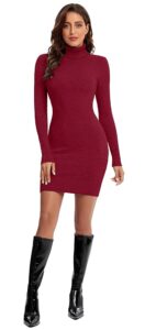 Avancel Damen Strickkleid für den Winter – Elegantes langärmeliges Pulloverkleid mit Rollkragen in knielanger Ausführung für den Herbst