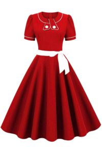 AXOE Damen A-Linie Petticoat Kleid im Retro Rockabilly Stil der 50er Jahre