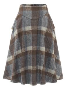 BBONL INEDRESS Damen Langrock – Vintage Eleganter Plissee-Winterrock mit Warmem, Elastischem Bund – Hochtaillierter A-Linie Midi-Rock für den Alltag