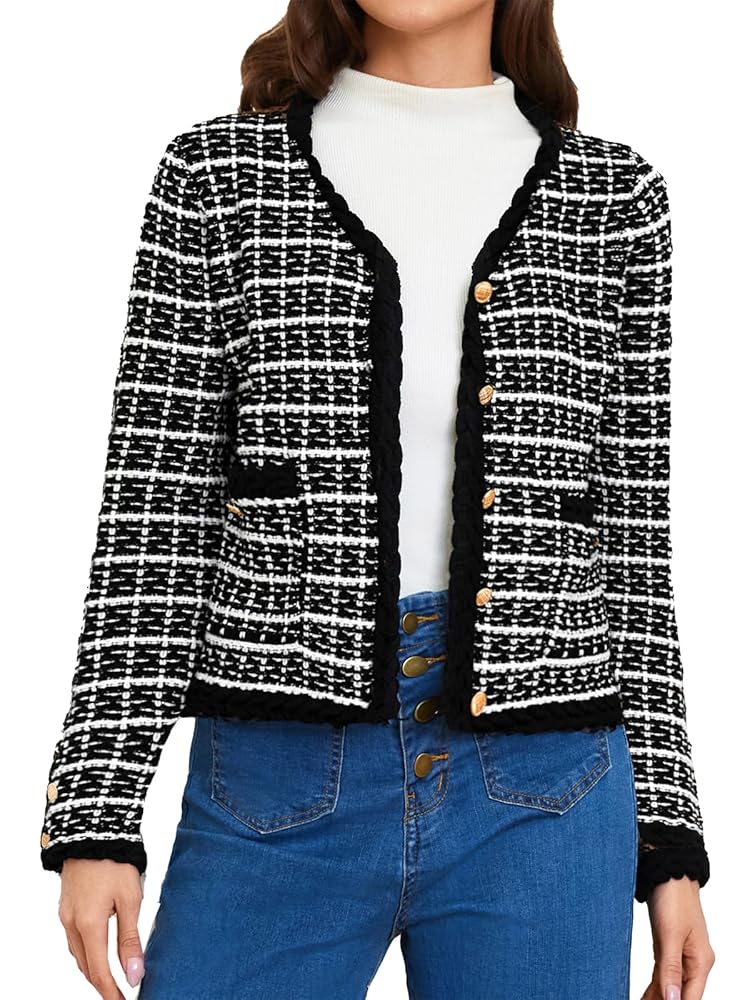 Belle Poque Damen Vintage Cardigan mit V-Ausschnitt, langen Ärmeln und Taschen