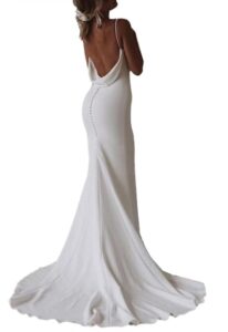 Beyonddress Damen Satin Brautkleid im Meerjungfrau-Stil mit V-Ausschnitt für die Hochzeit
