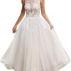 Beyonddress Damen Tüll-Spitzen-Brautkleider - Elegante knielange Hochzeitskleider mit Applikationen für Standesamt
