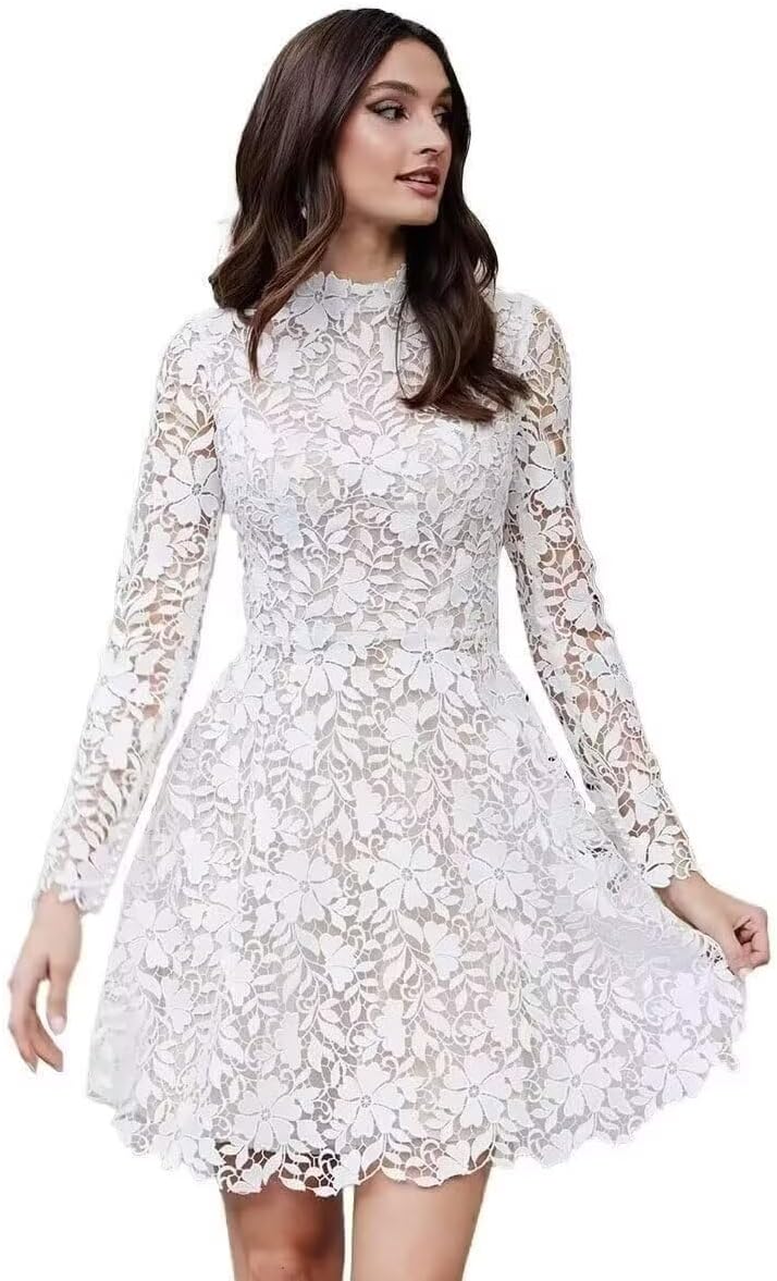 Beyonddress Damen Tüll-Spitzen Brautkleider – Elegante, knielange Hochzeitskleider mit Applikationen für das Standesamt