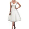 Beyonddress Damen Tüll-Spitzen Hochzeitskleider – Elegantes knielanges Brautkleid mit Applikationen für standesamtliche Trauungen
