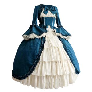 Briskorry Damen Mittelalterliches Gothic Kleid mit Spitze – Viktorianisches Rokoko Abendkleid für Cosplay, Partys, Tanzveranstaltungen und Bälle – Retro Freizeitkleid mit...
