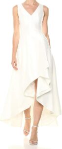 Calvin Klein Damen ärmelloses V-Ausschnitt Kleid mit asymmetrischem Saum – Elegante Abendkleider für besondere Anlässe