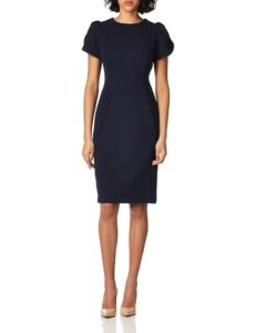 Calvin Klein Damen Kleid mit Tulpenärmeln im Etuistil