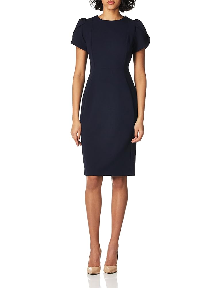 Calvin Klein Damen Kleid mit Tulpenärmeln im Etuistil