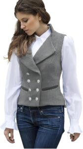 CAMDOM Damen Vintage Anzugweste im Stil der 50er Jahre – Slim Fit Tweed Weste mit V-Ausschnitt