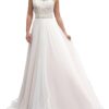 CLLA Damen Kleid aus Spitze und Chiffon – Elegantes langes Hochzeits- und Abendkleid für die Braut