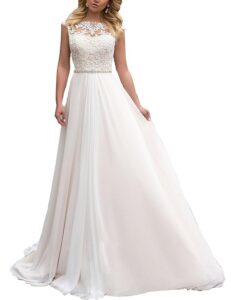 CLLA Damen Kleid aus Spitze und Chiffon – Elegantes langes Hochzeits- und Abendkleid für die Braut