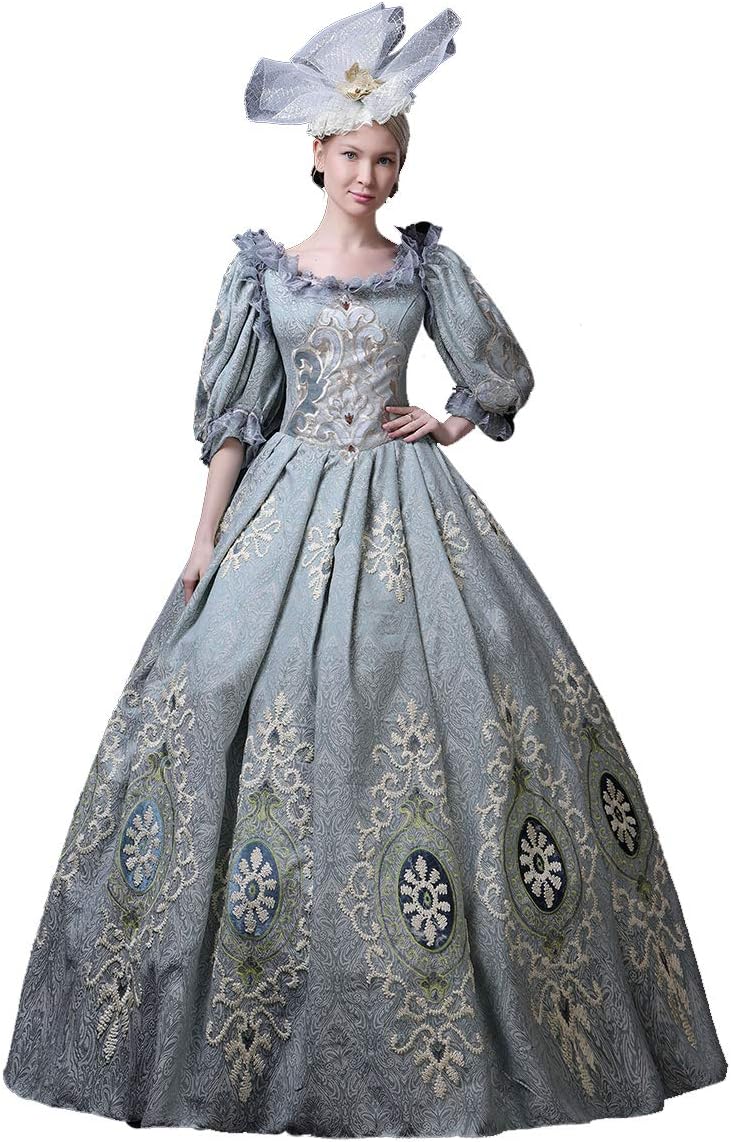 CountryWomen Damen Kleid im viktorianischen Stil – Langes Partykleid für Frauen im Rokoko-Design, ideal für Maskeraden und Bälle