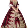 CountryWomen Damen Kleid im viktorianischen Stil – Langes Rokoko Partykleid für Maskeraden und Bälle
