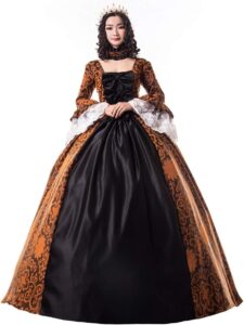 CountryWomen Damen Rococo Ballkleid aus dem 18. Jahrhundert – Lange Gothic-Victorianische Kostüme für Maskeraden und Themenpartys