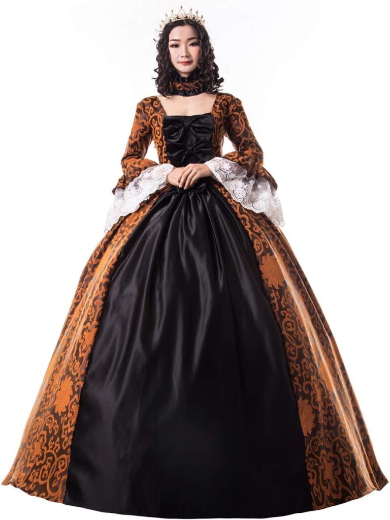 CountryWomen Damen Rococo Ballkleid aus dem 18. Jahrhundert – Lange Gothic-Victorianische Kostüme für Maskeraden und Themenpartys