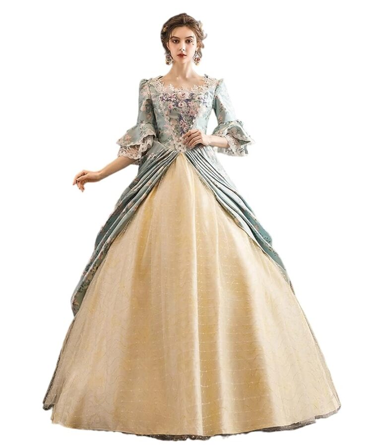 CountryWomen Damen-Viktorianisches Kleid – Langes Partykleid im Rokoko-Stil für Maskerade und Bälle