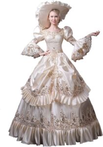 CountryWomen Langärmeliges Viktorianisches Kleid für Damen – Rokoko Partykleid für Maskerade und Bälle