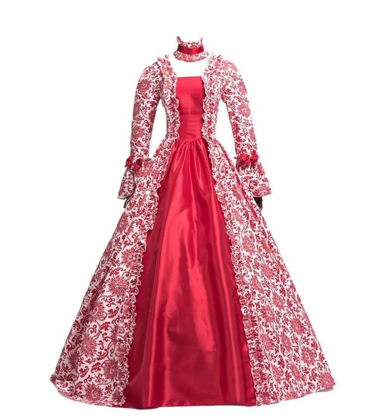 CountryWomen Rokoko Ballkleid für Damen aus dem 18. Jahrhundert – Lange gotische viktorianische Kostüme für Maskenbälle