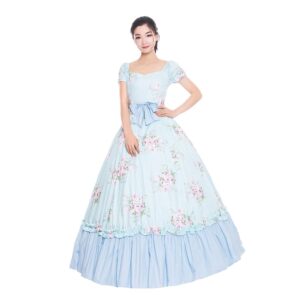 CountryWomen Viktorianisches langes Kleid für Damen – Rokoko Maskerade Ballkleid für Partys