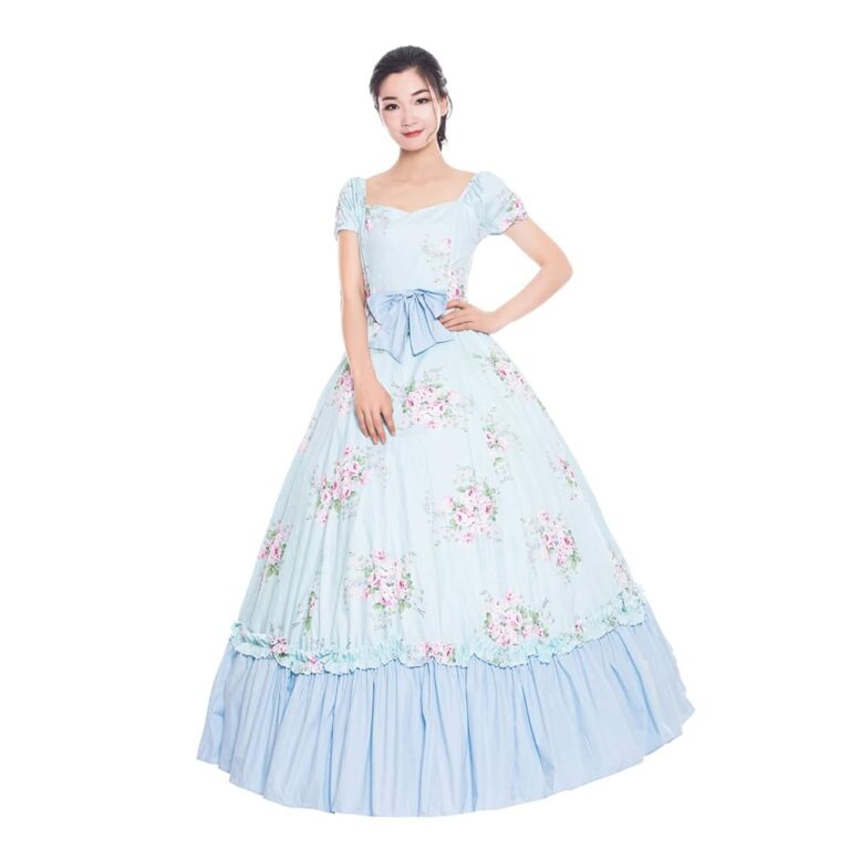 CountryWomen Viktorianisches langes Kleid für Damen – Rokoko Maskerade Ballkleid für Partys