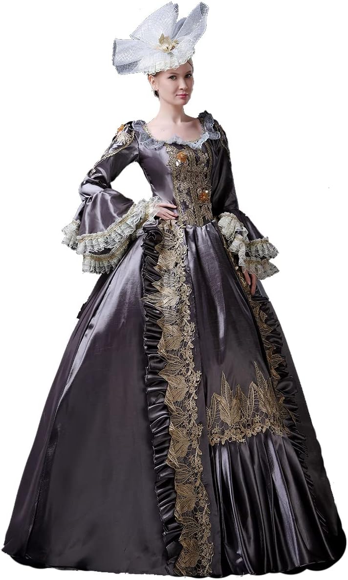 CountryWomen Viktorianisches langes Partykleid für Damen im Rokoko-Stil, ideal für Maskeraden und Bälle